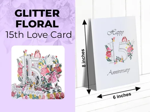 Vista 7 de iGifts And Cards Tarjeta desplegable 3D de 15 aniversario – aniversario de boda de 15 años para pareja, recuerdo romántico para marido, esposa