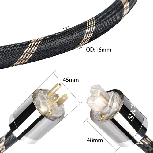 Vista 4 de SKW Upgrade C15 Audiophile - Cable de alimentación de cobre de ultra alta pureza, macho a hembra, enchufe de EE. UU. para subwoofer, amplificador