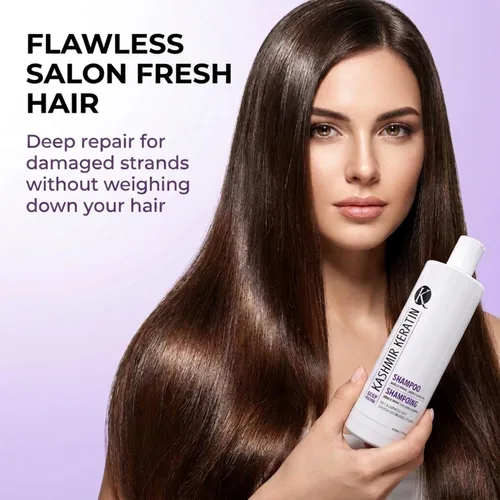 Vista 2 de Kashmir Keratin Champú profundo para cabello graso y dañado sin sulfatos ni parabenos NUEVA PRESENTACIÓN (8 fl oz)