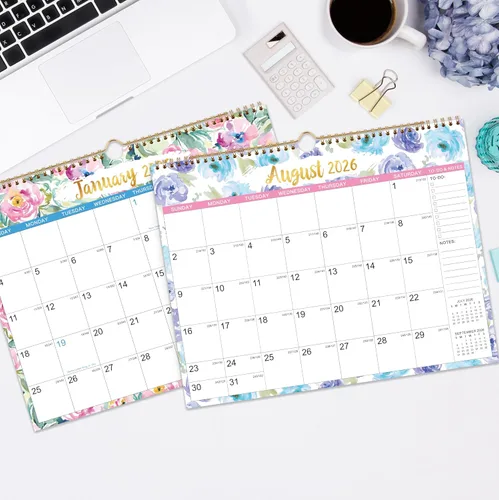 Vista 2 de Calendario de pared 2026 – enero 2026 – diciembre 2026, calendario 2026, 14.7 x 11.5 pulgadas, calendario 2026 de 12 meses, encuadernado en espiral