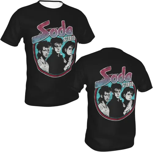 Vista 6 de Soda Stereo T Shirt Men's Summer Tee Casual Short Sleeve 3D Print T-Shirts