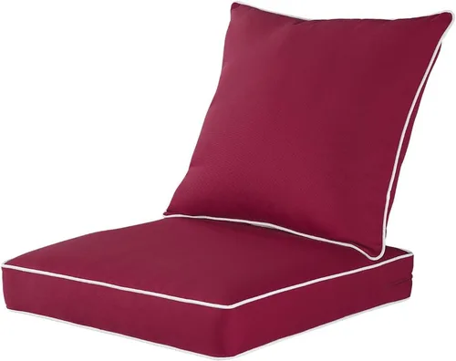 Vista 27 de QILLOWAY Juego de cojines de poliéster para sillas de exterior, cojines de exterior para muebles de patio, todo tipo de clima. Gris carbón/negro