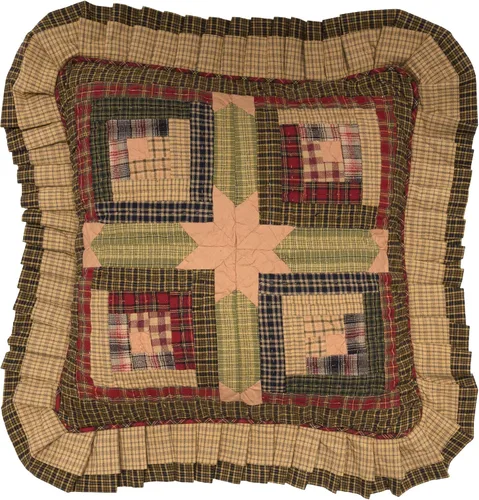 Vista 8 de Tea Cabin - Almohada rústica de 12 x 12 pulgadas, diseño de retazos de algodón cuadrado verde para decoración de dormitorio