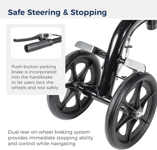 Vista 6 de Drive Medical Patinete de rodilla plegable orientable y patín de pierna, negro Steerable Design Folds Flat for Easy Storage and Transport While