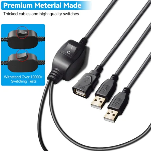 Vista 7 de Divisor de cable de impresora de 5 pies+5 pies para 2 computadoras USB/portátiles usando 1 impresora 1 In 2 Out USB-A to USB-B Extender Cord