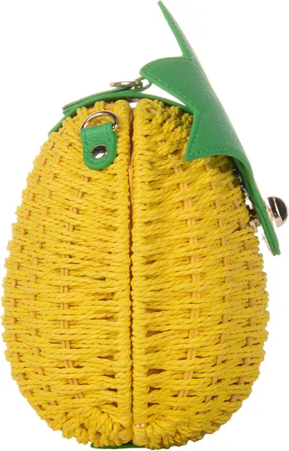 Vista 4 de QZUnique Bolso bandolera de paja de frutas, tejido a mano, bolso cruzado de verano, playa, mar, fresa, piña, sandía