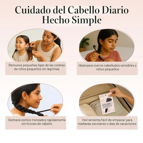 Vista 6 de Kitsch Herramienta de corte de corbata elástica para el cabello, color negro, juego de 3 piezas No Pull Hair Ties No Damage & Easy Removal of Hair