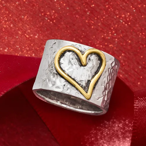 Vista 4 de Ross-Simons Sterling Silver and 14kt Yellow Gold Heart Ring
