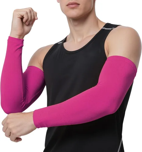Vista 14 de TOPTIE 1 par de mangas de brazo para hombres y mujeres, manga de compresión 1 par Blanco