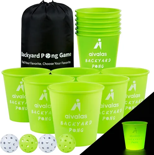 Vista 13 de Yard Pong Outdoor Games, Giant Yard Games Set with 12 Buckets and Balls for Adults and Family, Toss Game Throwing Games for Beach, Camping, Lawn and