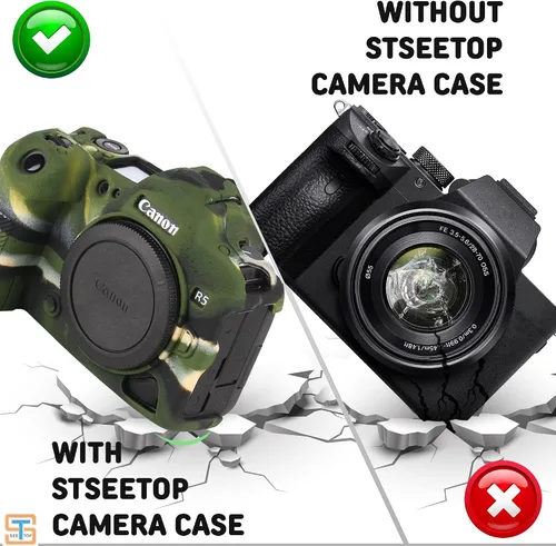 Vista 5 de Funda para cámara Canon R5 - Funda protectora de silicona para cámara réflex digital, jaula desmontable, a prueba de golpes, a prueba de polvo