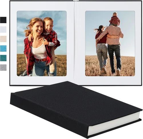 Vista 9 de Álbum de fotos Pssoss 8x10 con espacio para escribir, cubierta de lino, álbum de fotos de 8x10, libro que contiene 20 fotos, ideal para álbumes
