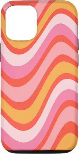 Vista 27 de iPhone 13 Pro Retro Liquid Swirl patrón de líneas onduladas rosa mandarina naranja funda