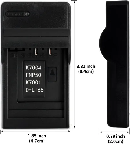 Vista 3 de Norifon Cargador USB D-LI68 para cámara Pentax Optio A36, Optio S10, Optio S12, Optio VS20, Q, Q10, Q7 y más
