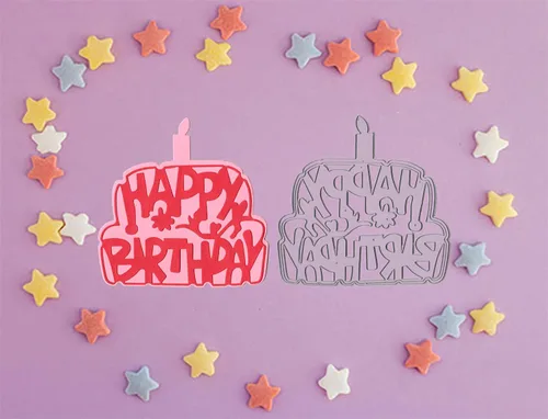 Vista 3 de Troqueles de corte para tarta de cumpleaños para hacer tarjetas y decoraciones de álbumes de fotos, palabras de bendición de feliz cumpleaños
