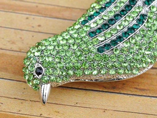 Vista 3 de Alilang - Broche con diseño de pájaro con brillantes, color plateado, color azul y verde