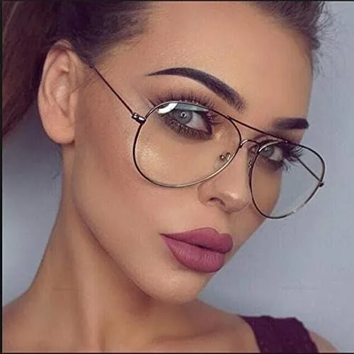 Vista 5 de Dollger Gafas de aviador transparentes sin receta con montura de metal para mujeres y hombres (3026 dorado)