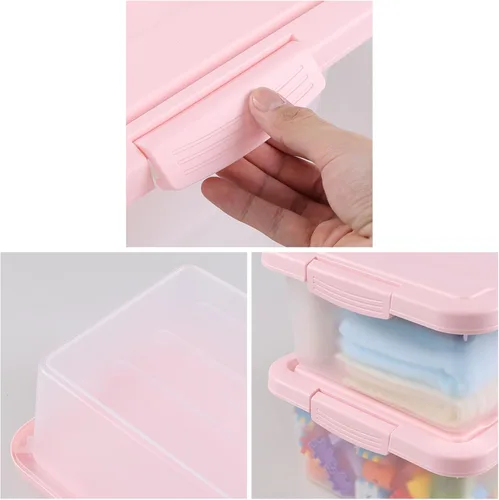 Vista 3 de Rosebloom - Caja de almacenamiento de plástico de 14 cuartos de galón, contenedor de almacenamiento con tapa rosa, 2 paquetes