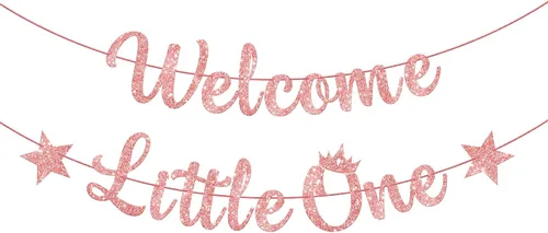 Vista 11 de KatchOn Cartel de bienvenida con purpurina Little One - Azul, 10 pies, sin bricolaje Cartel de bienvenida para decoración de baby shower para bebé
