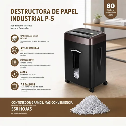 Vista 2 de Wingwise Trituradora de papel micro cortada de 16 hojas resistente