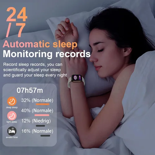 Vista 5 de Relojes inteligentes para mujer, contestar/hacer llamadas, reloj de seguimiento de actividad física de 1.83 pulgadas con monitor de frecuencia Negro