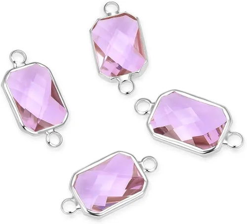 Vista 17 de Adabele 5pcs grado A abril diamante claro piedra natal conector rectángulo de corte radiante enlace 0.551 in plateado plata cristal Rhinestone Bead