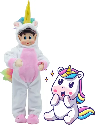 Vista 3 de Accesorios y ropa de elfo navideño, conjuntos de moda de unicornio, la muñeca no está incluida. (Blanco)