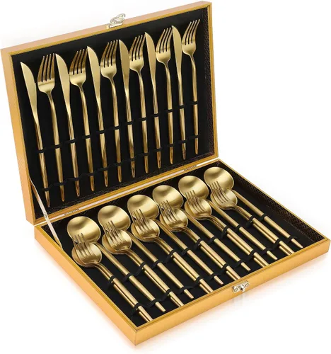 Vista 9 de OGORI - Juego de cubiertos de acero inoxidable de 40 piezas de cobre y oro rosa, juego de utensilios de cocina para 8, vajilla pulida con espejo