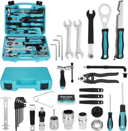Vista 8 de DURATECH Kit de reparación de bicicletas, kit de herramientas de bicicleta de 35 piezas con estuche de transporte, accesorios de bicicleta