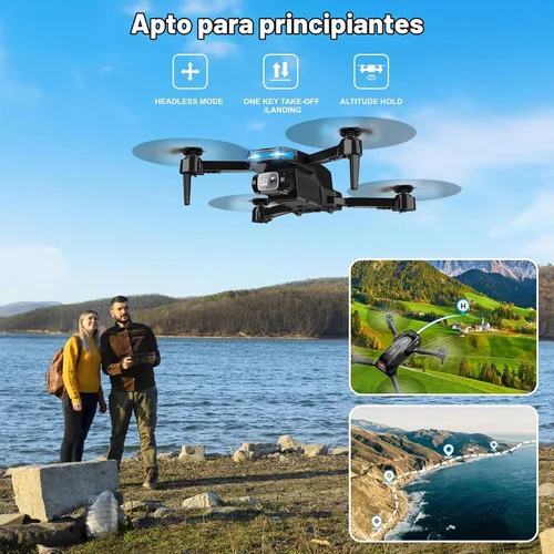 Vista 4 de Drone con cámara 1080P - Drone plegable RC Quadcopter FPV con control Negro