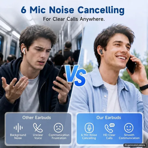 Vista 12 de AOC Auriculares inalámbricos con cancelación de ruido, 39dB ANC, 45H