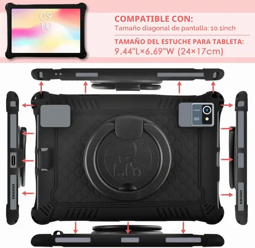 Vista 3 de DETUOSI Funda de silicona para Plimpton PlimPad P60 de 10 pulgadas, funda protectora multiángulo para Moderness MB1001 de 10 pulgadas, Hoozo de 10.1