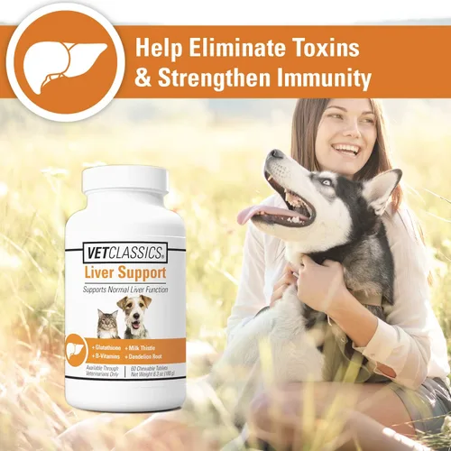 Vista 3 de Vet Classics Suplemento para la salud de las mascotas para perros y gatos – Funciones hepáticas – Vitaminas B, glutatión, cardo mariano, tabletas