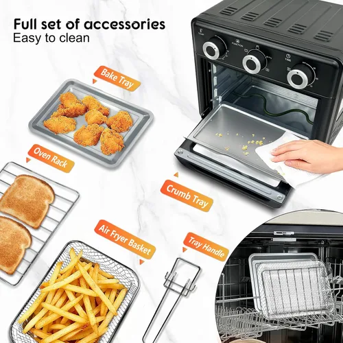 Vista 5 de Combo de horno tostador de freidora de aire de 10 cuartos de galón, horno freidora de aire de 3 capas con ventana visible, freidoras de aire