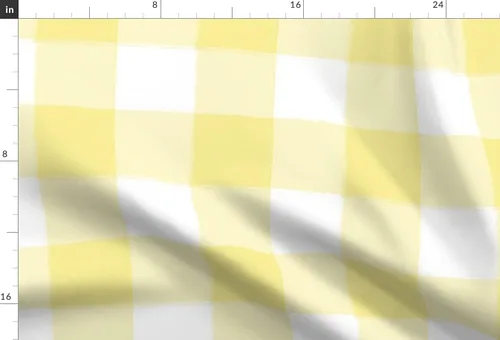 Vista 3 de Spoonflower Tela – Grande amarillo cuadros de cuadros de azúcar frescos impresos en tela de gasa cuarto gordo – costura moda vestidos decoración