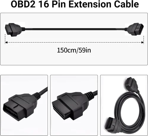 Vista 2 de Cable de extensión OBD2 para todos los lector de códigos y herramienta de escaneo de diagnóstico, adaptador de cable extensor de diagnóstico de 5