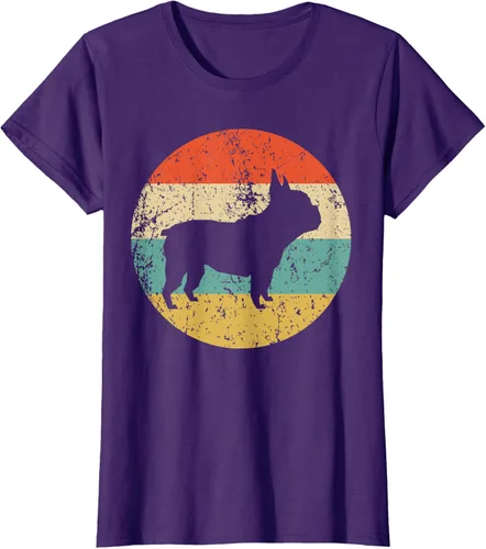 Vista 13 de Camiseta de perro retro de Bulldog Francés Negro