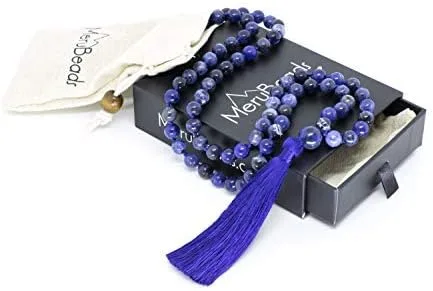Vista 2 de Collar de cuentas Mala de 0315pulgadas de alta calidad collar Mala de Japa Mala 108 Mala para meditación collar de meditación de mantra collar