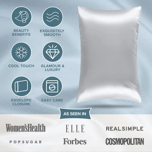 Vista 4 de Bare Home Fundas de almohada de satén para cabello y piel, paquete de 2 unidades estándar (20 x 26), fundas de almohada de lujo, cierre de sobre