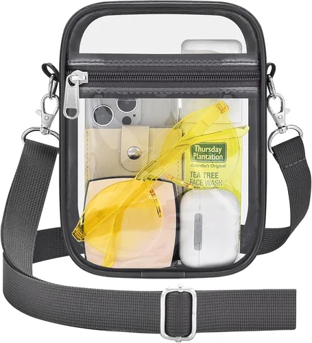 Vista 15 de Bolso transparente Slumou para eventos en estadios - Bolso pequeño, mini bolsos de mensajero para fanáticos de deportes para conciertos, trabajo