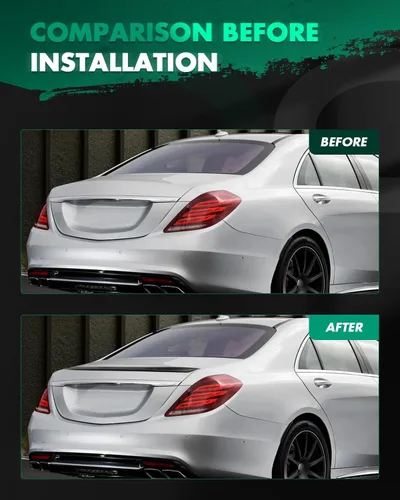 Vista 6 de SCITOO Alerón de alerón de ventana trasera de fibra de carbono para Mercedes-Benz W222 Clase S Sedán negro brillante Alerón trasero para maletero