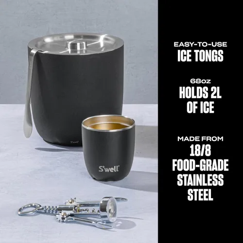 Vista 2 de S'well Cubo de hielo con pinzas, 68oz, ónix