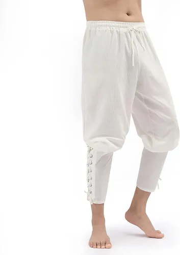 Vista 5 de Pantalones medievales de tobillo con banda cónica para hombre, disfraz de pirata, renacentista, gótico, casual, para hombre