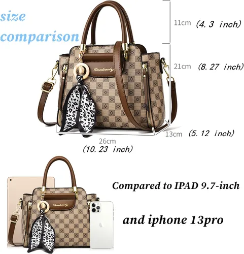 Vista 6 de PHEVOS Bolsos de mano y monedero para mujer, bolso de hombro retro con asa superior