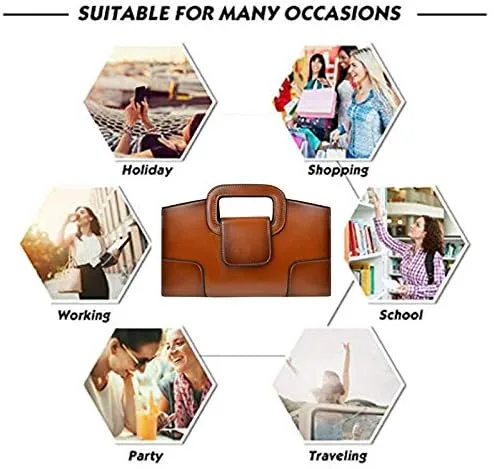 Vista 6 de Goclothod Bolso de mano con asa superior para mujer estilo vintage con solapa bandolera