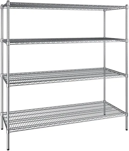 Vista 343 de Kit de 4 estantes de epoxi verde NSF de 21 x 72 pulgadas con postes de 86 pulgadas, estantería de almacenamiento resistente, kit de estantería