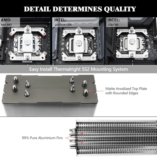 Vista 4 de Thermalright Assassin Spirit 120 V2 Plus - Enfriador de aire para CPU, 4 tubos de calor, enfriador de CPU con ventilador silencioso PWM doble