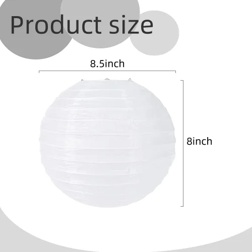 Vista 7 de Faroles de papel decorativos redondos chinos para manualidades, 6 unidades, 8 pulgadas (blanco)