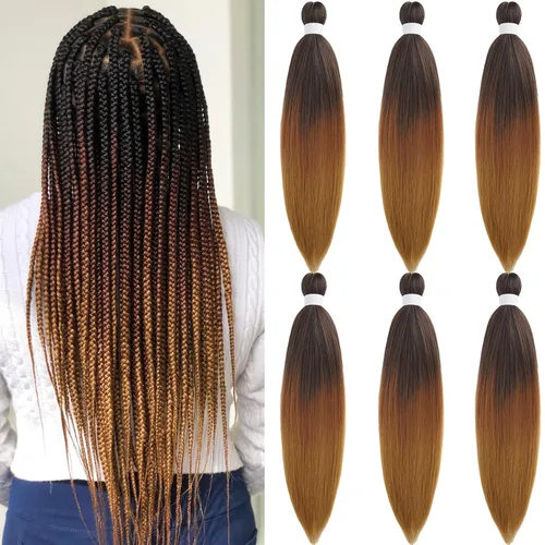 Vista 52 de Pelo trenzado corto 1B negro preestirado Extensiones de pelo trenzado para niños para trenzas de caja sin nudos, pelo trenzado preestirado de 16