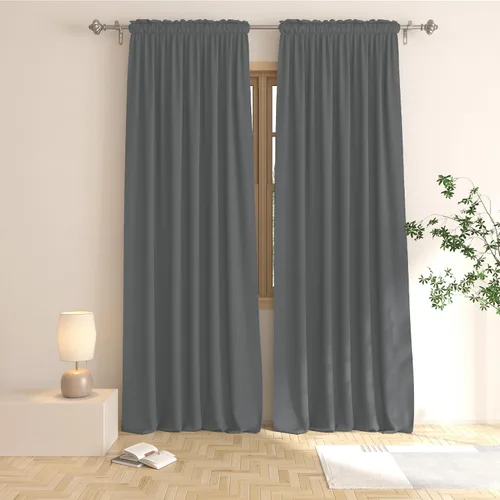 Vista 20 de UPOPO Cortinas beige de 45 pulgadas de largo para oscurecer la habitación, paneles de cortina para ventana, bolsillo para cortinero, cortinas